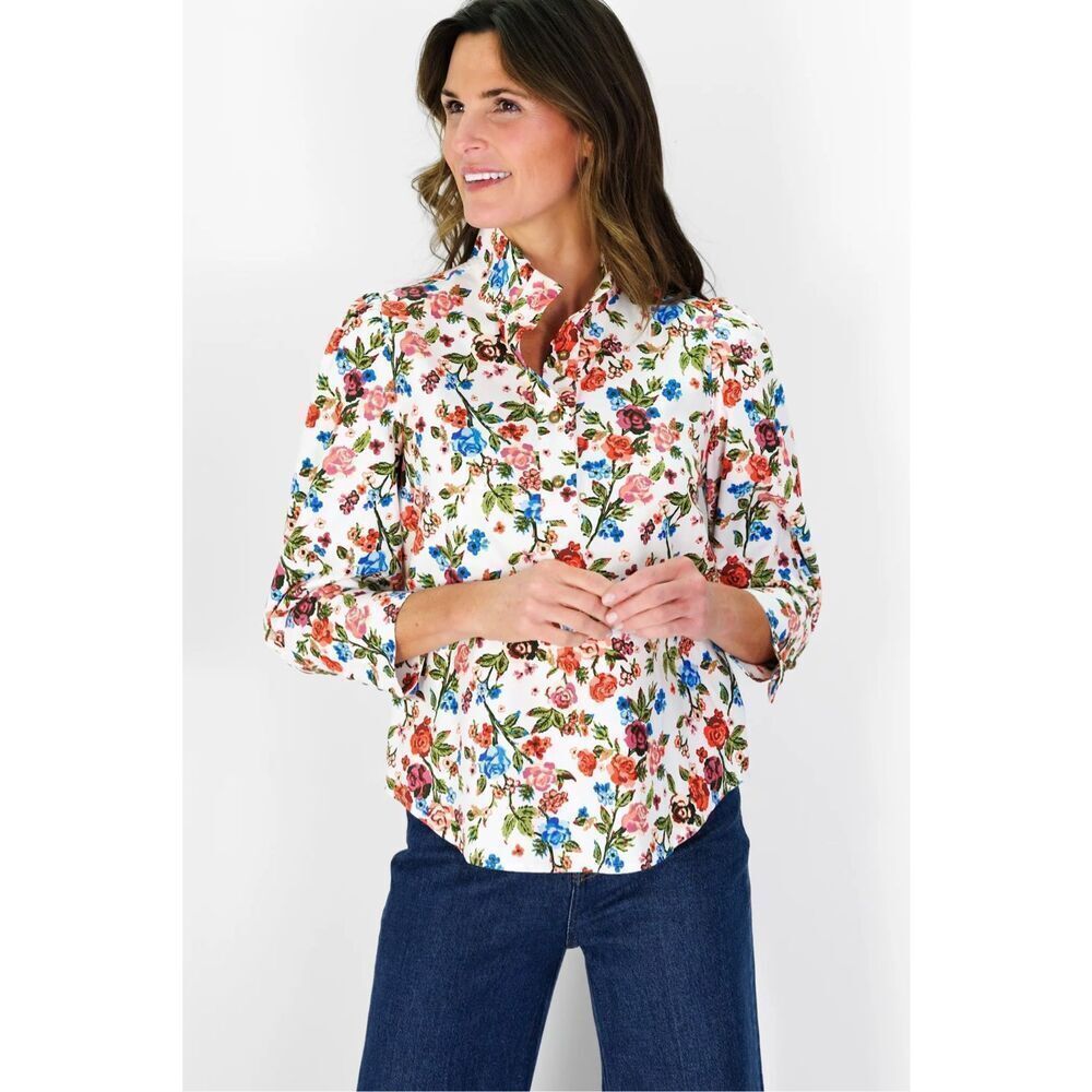Duffield Lane Levi Top In Dawn Garden Floral Blouse Size XS $225 MSRP